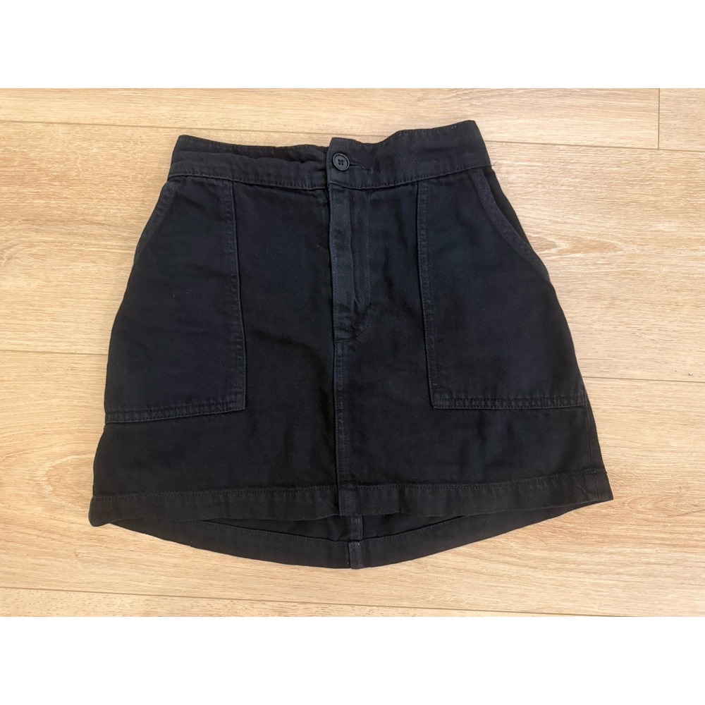 Reformation Jeans Black Denim Rudy Mini Skirt 4 Pockets Size 27 LY822